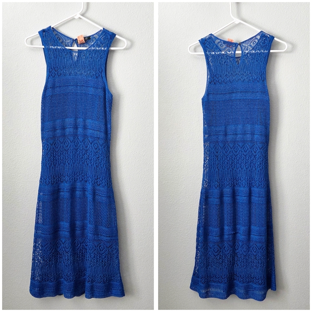 Ralph Lauren Beautiful Royal Blue Slip Dress With Long Knit Overlay, Size Small - Picture 14 of 16